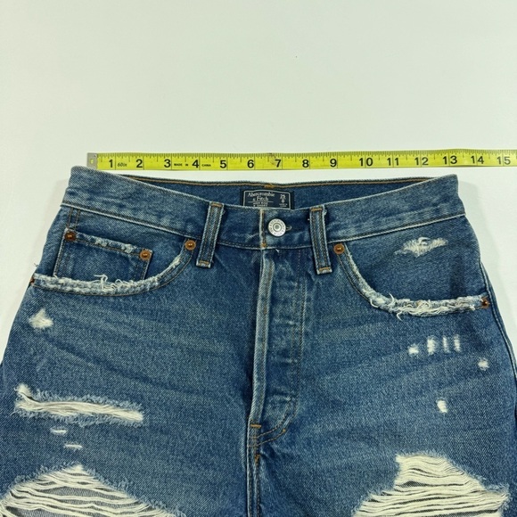 Abercrombie Fitch High Rise 4” Shorts Distressed Denim - Picture 5 of 7